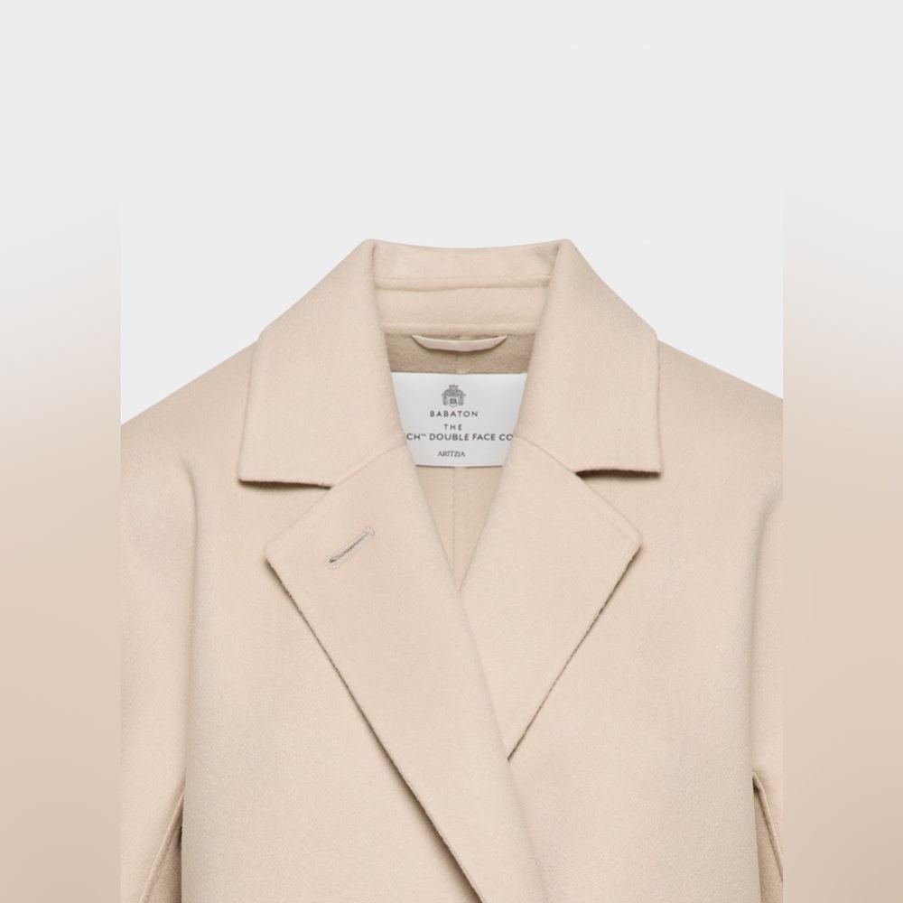 NWT - Aritzia The Slouch™ Double-Faced Coat - Luxe (Re)Wool Marcona Beige Small - Picture 7 of 12